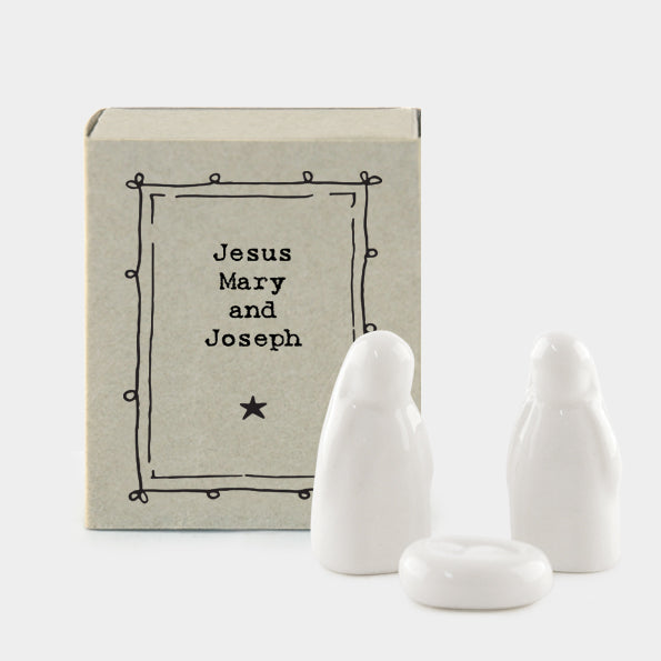 Presépio caixa de fósforos - Jesus, Maria e José