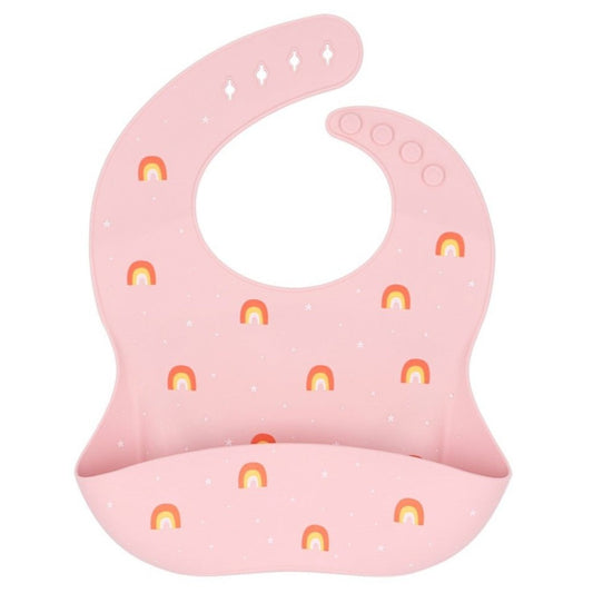 Babete silicone tutete - arco íris rosa