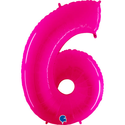 Balão grande número - rosa neon