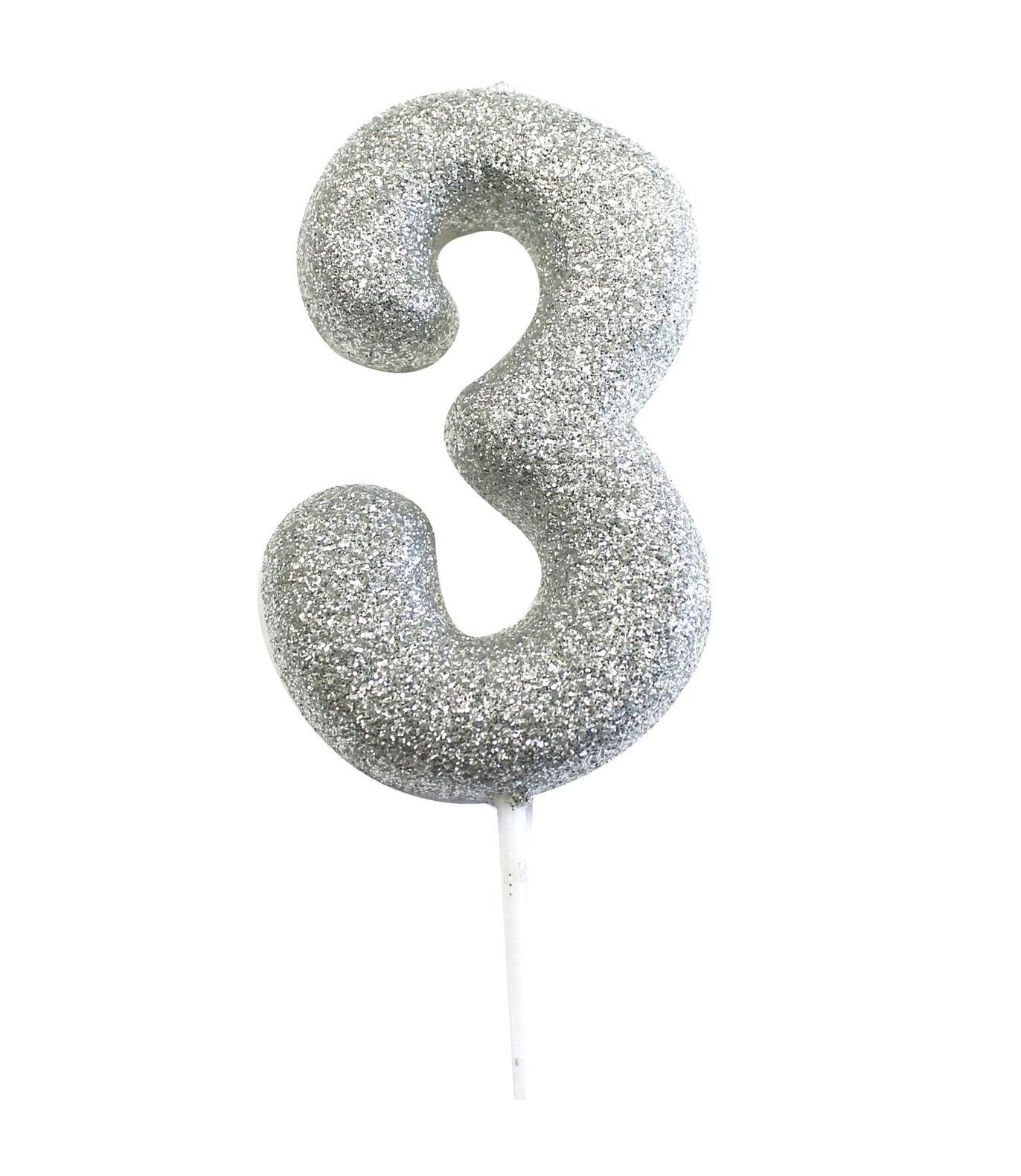 Velas número prateada glitter