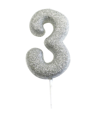 Velas número prateada glitter