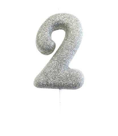Velas número prateada glitter