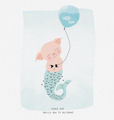 Pig mermaid ilustração