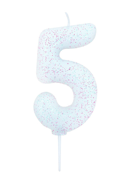 Velas número branca glitter