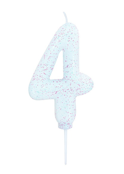 Velas número branca glitter