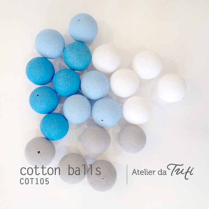 Cotton balls tons azul & cinza & branco