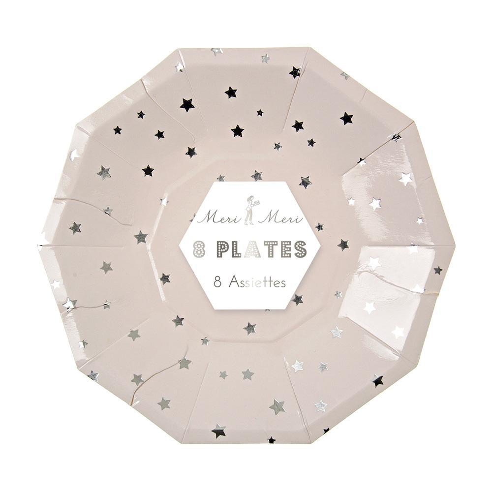 Pratos estrelas prateadas pequenos