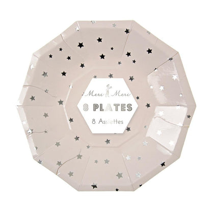 Pratos estrelas prateadas pequenos