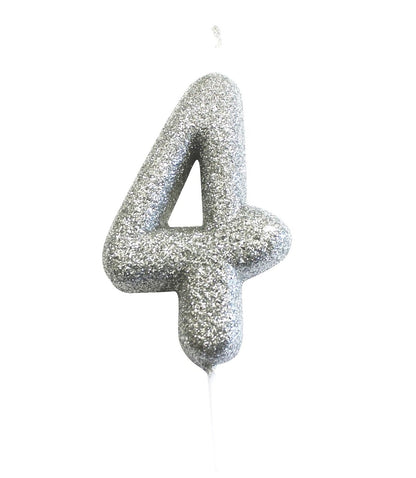 Velas número prateada glitter