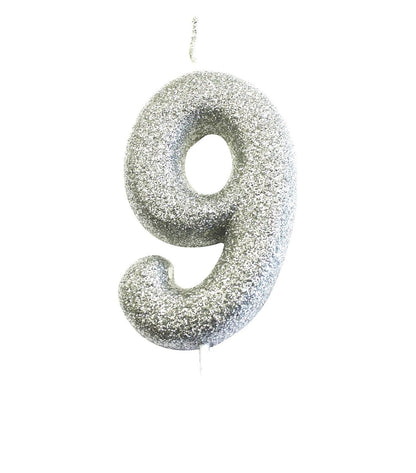 Velas número prateada glitter