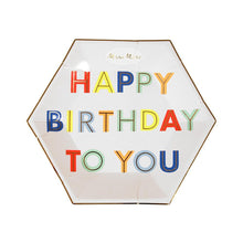 Carregar imagem no visualizador da galeria, Pratos hexagonais &quot;happy birthday&quot; pequenos