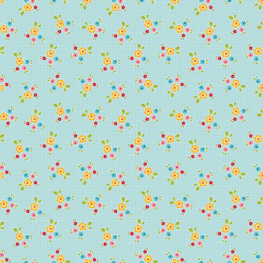 Tecido azul florzinhas