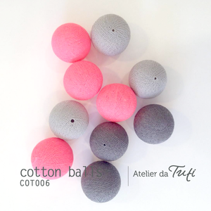 Cotton balls tons cinza & rosa