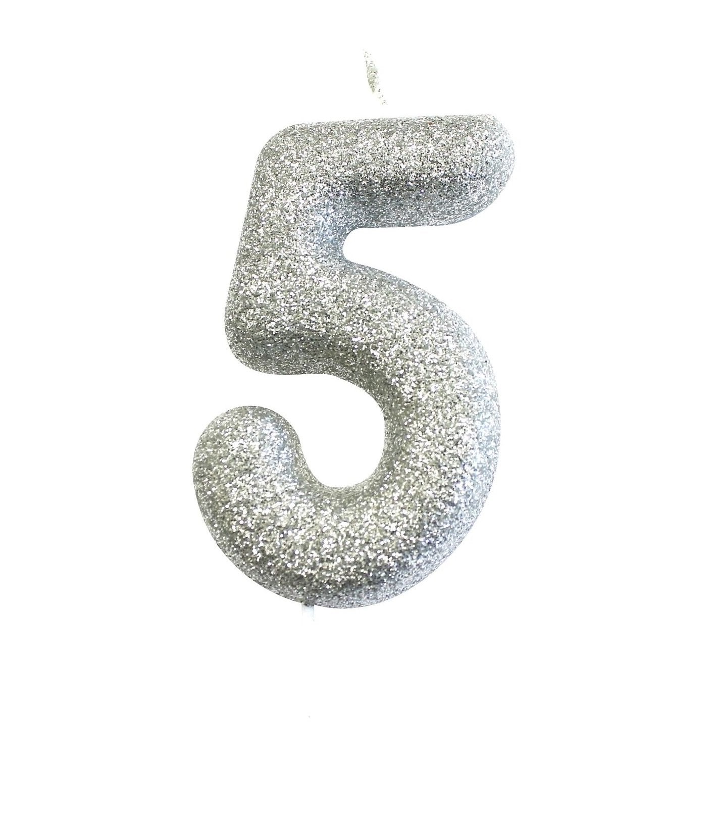 Velas número prateada glitter