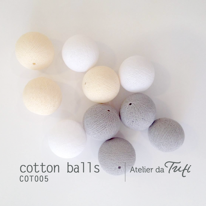Cotton balls creme & branco & cinza