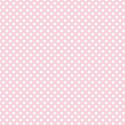 Tecido rosa claro bolas brancas
