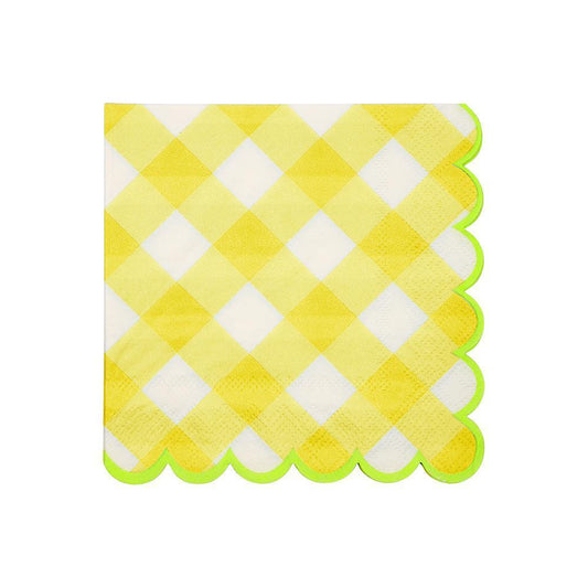 Guardanapos gingham amarelos pequenos