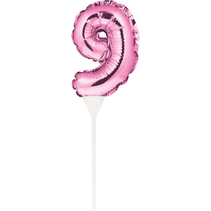 Topo de bolo balão foil nº rosa