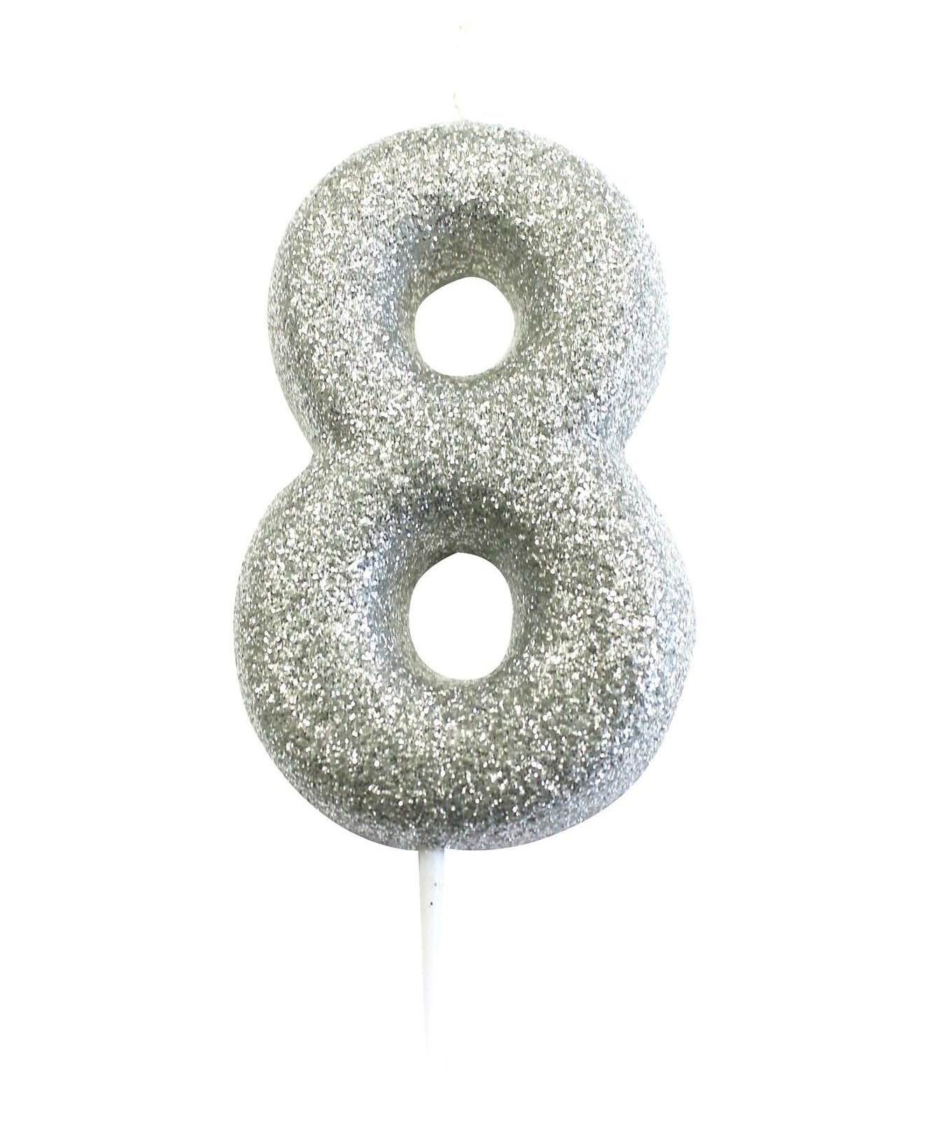 Velas número prateada glitter