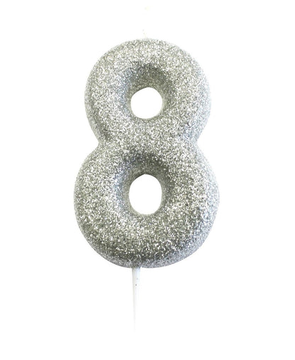 Velas número prateada glitter