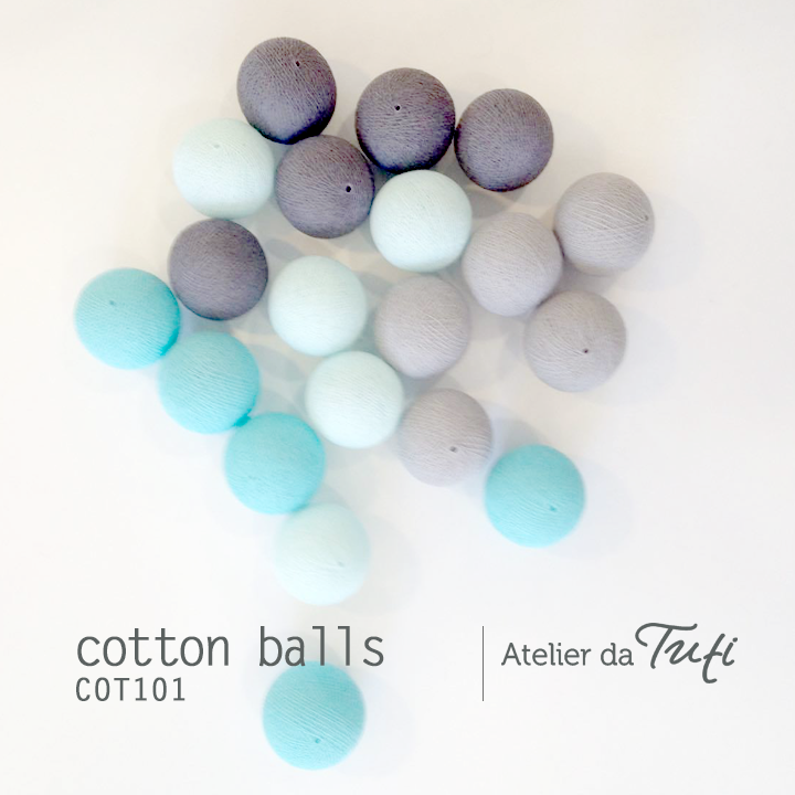 Cotton balls tons verde-água & tons cinza