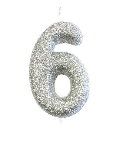 Velas número prateada glitter