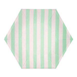 Pratos hexagonais riscas menta
