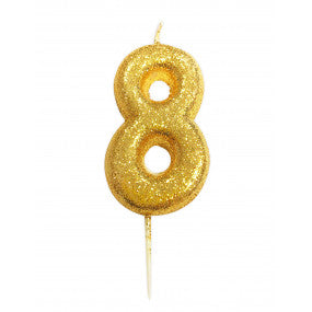 Velas número dourada glitter