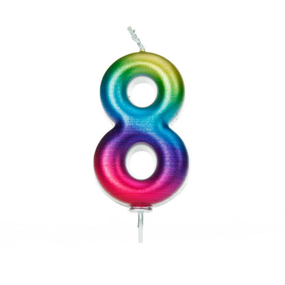 Velas número multicor metálico
