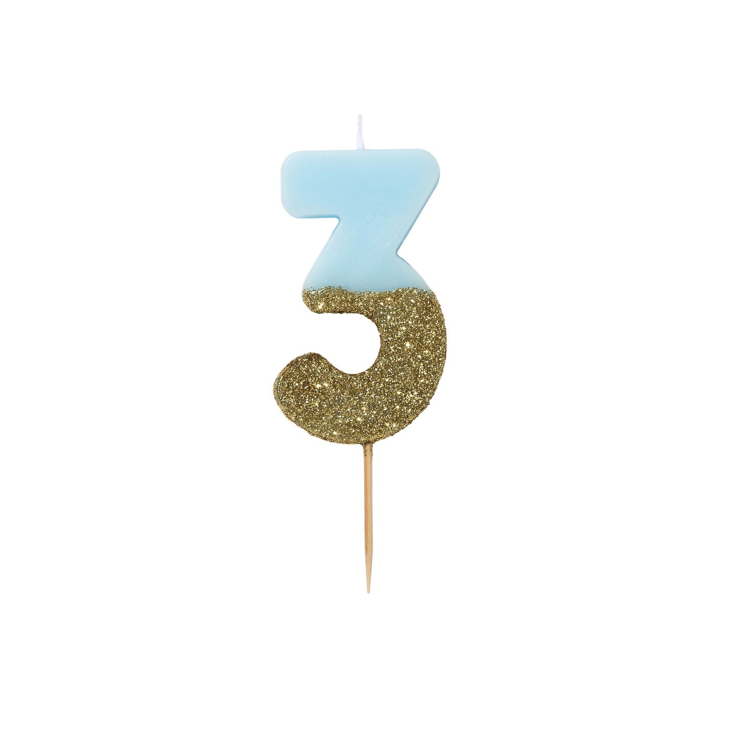 Velas número azul glitter dourado