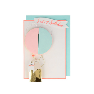 Cartão aniversário balão de ar quente