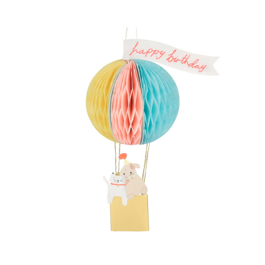 Cartão aniversário balão de ar quente