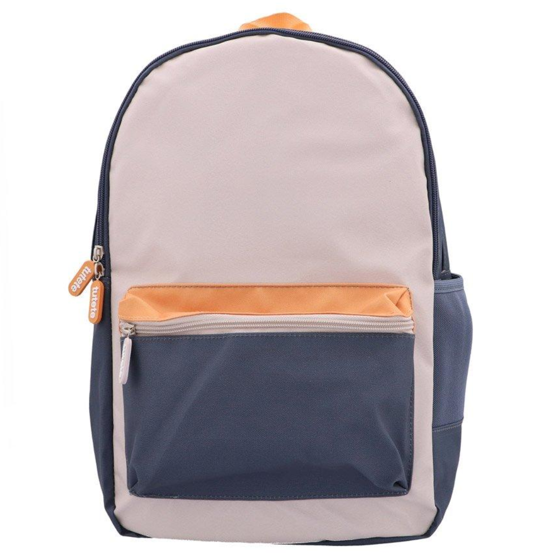 Mochila azul e laranja