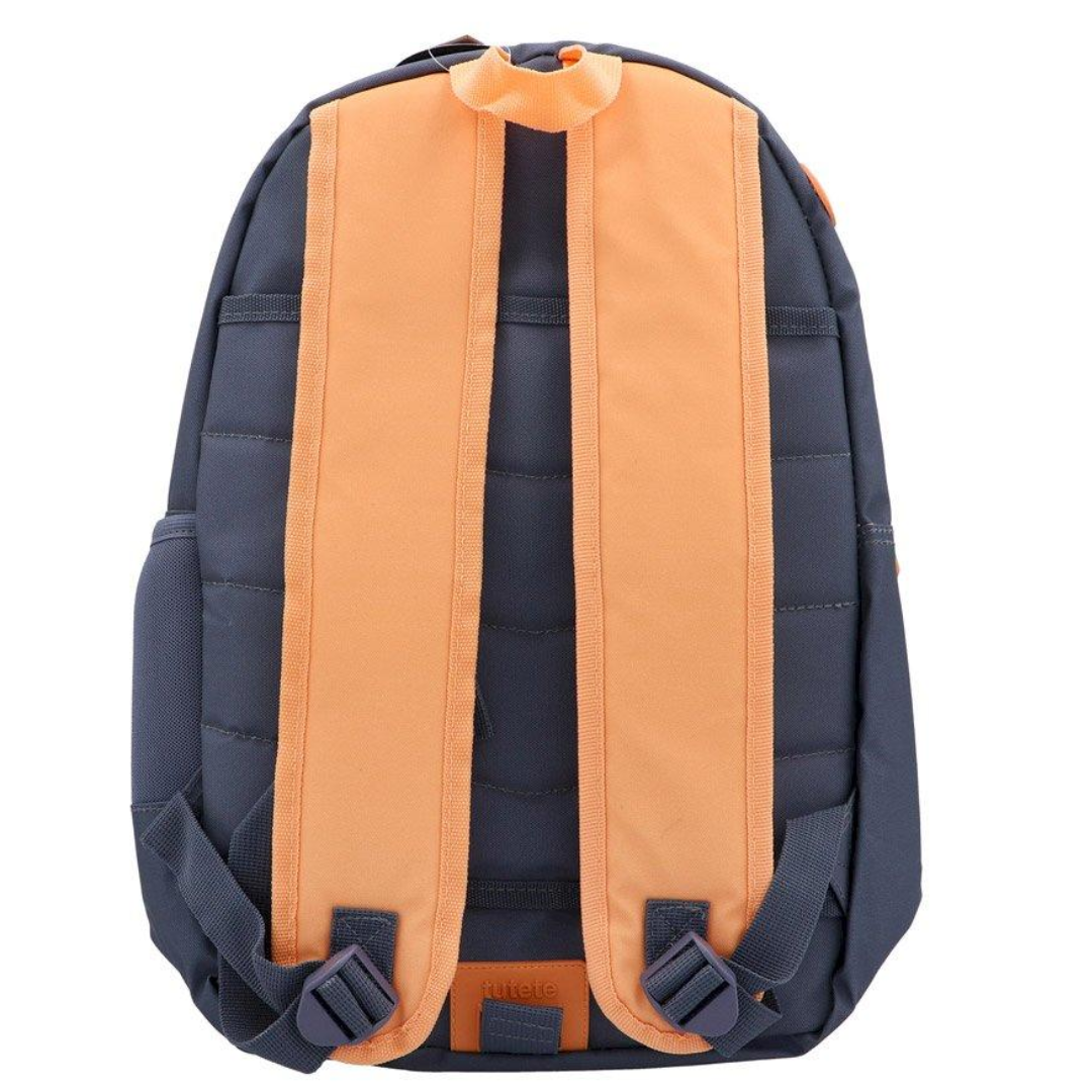 Mochila azul e laranja