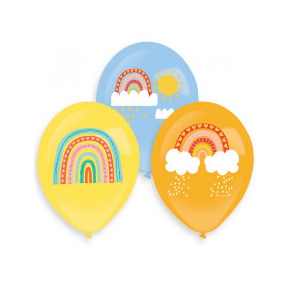 Balões multicolor impressos arco íris retro