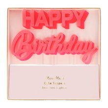 Carregar imagem no visualizador da galeria, Topo bolo acrílico &quot;happy birthday&quot; rosa