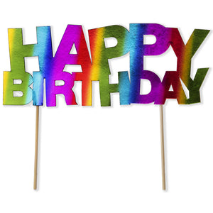 Topo de bolo "Happy Birthday" colorido