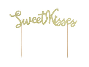 Topo bolo dourado "sweet kisses"