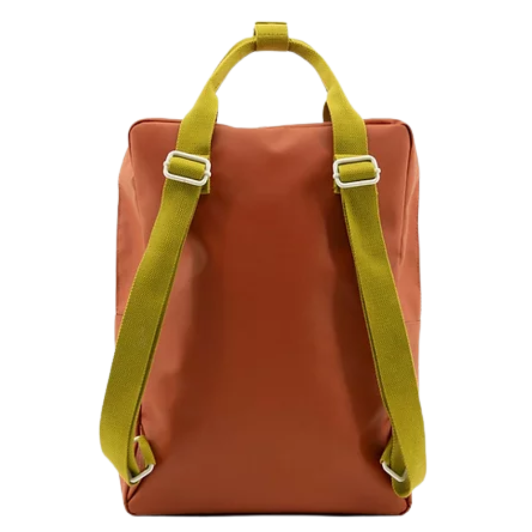 Mochila grande tijolo alças verde khaki bolso envelope