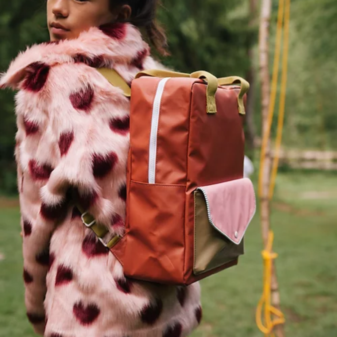 Mochila grande tijolo alças verde khaki bolso envelope