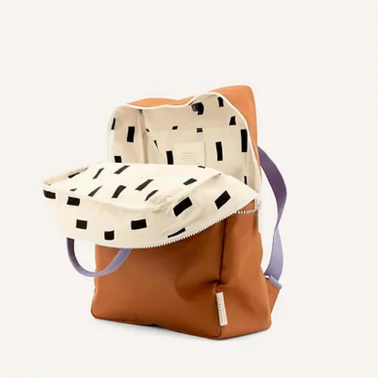 Mochila grande camel alças lilás