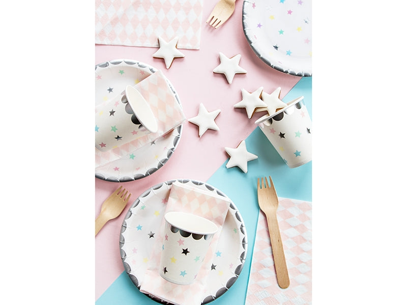 Pratos estrelas multicores pastel