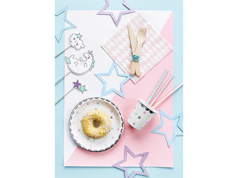 Pratos estrelas multicores pastel