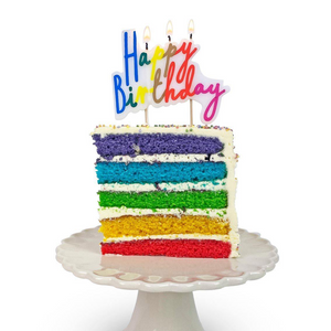 Vela Happy Birthday arco íris
