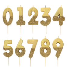 Carregar imagem no visualizador da galeria, Velas número dourada glitter dourada