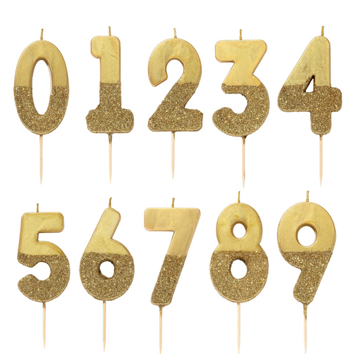 Velas número dourada glitter dourada