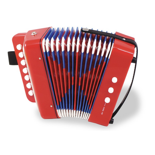 Acordeão encarnado e azul