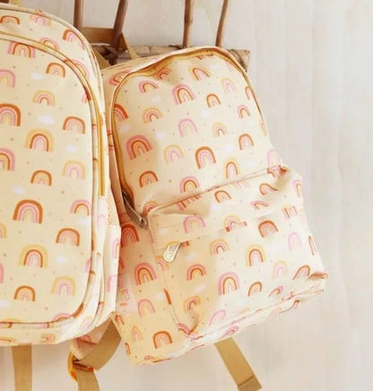 Mini mochila arco-íris amarelo pastel