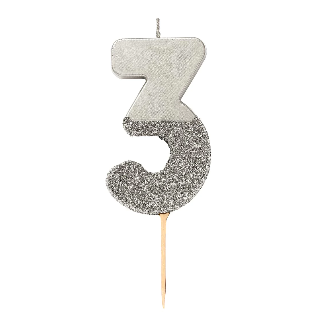 Velas número prateada glitter prateada