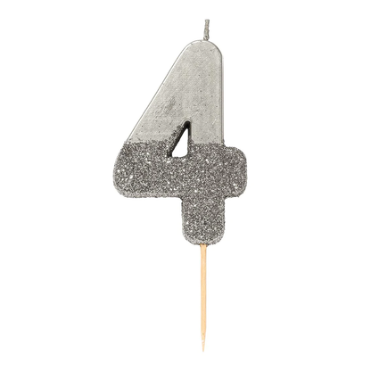 Velas número prateada glitter prateada